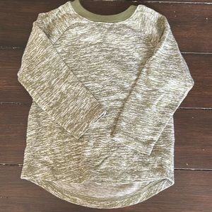 Boys Sweater. Olive green and white.